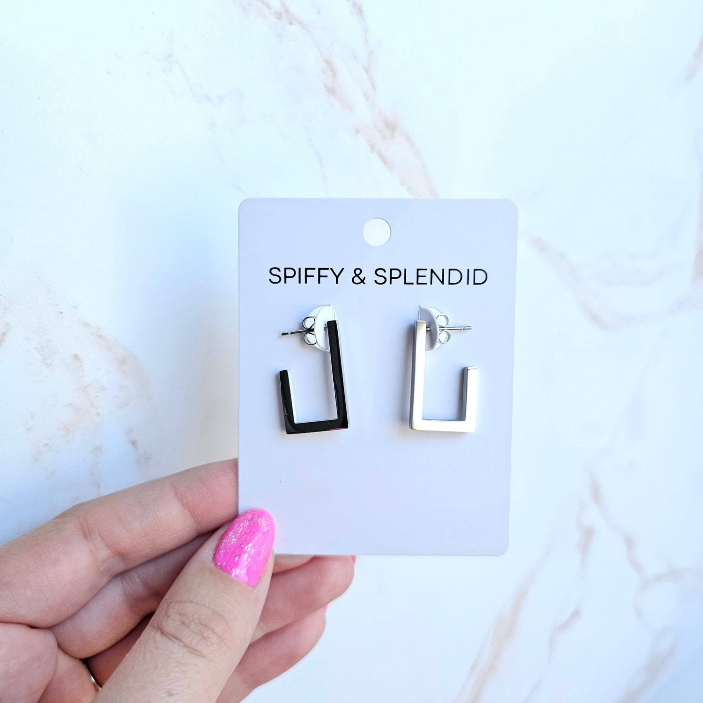 Luxe Silver Square Hoops