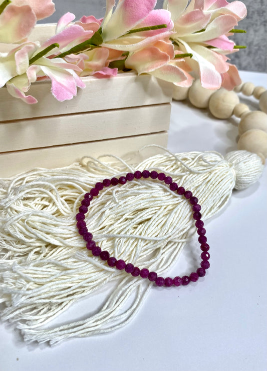 Ruby Faceted Beaded Crystal Bracelet