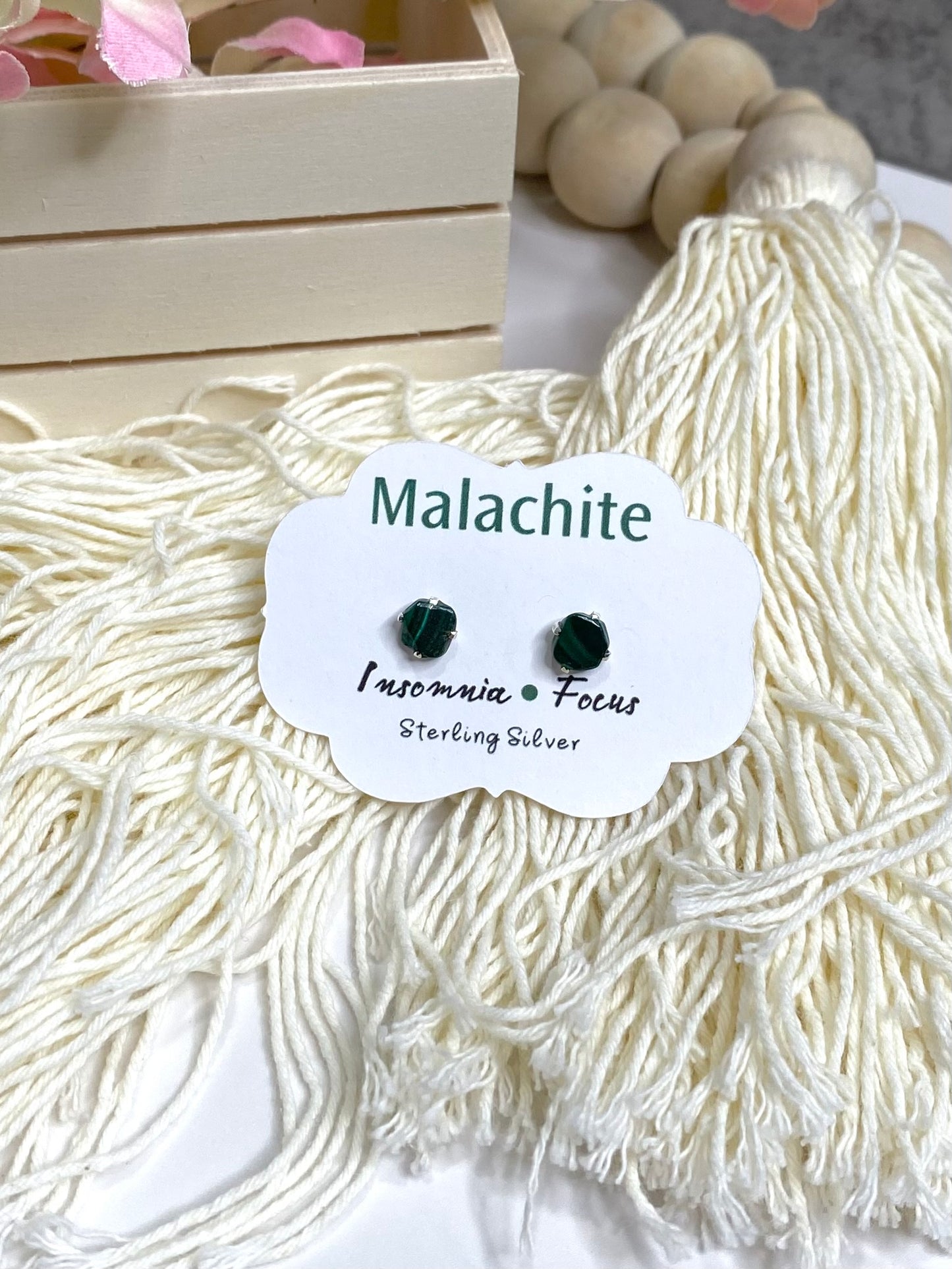 Malachite Gemstone Earring Studs