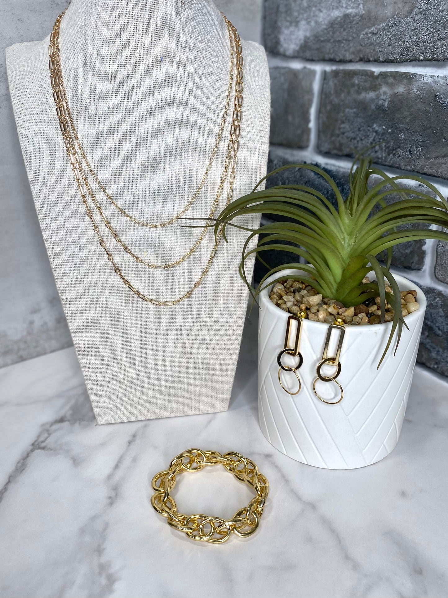 Set of 3 Layered Chain necklace - Gold