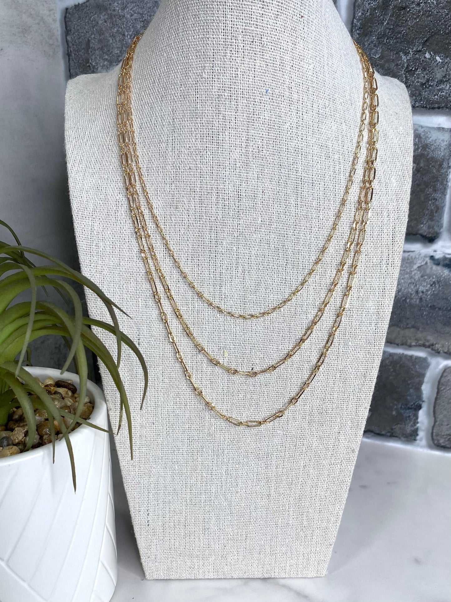 Set of 3 Layered Chain necklace - Gold