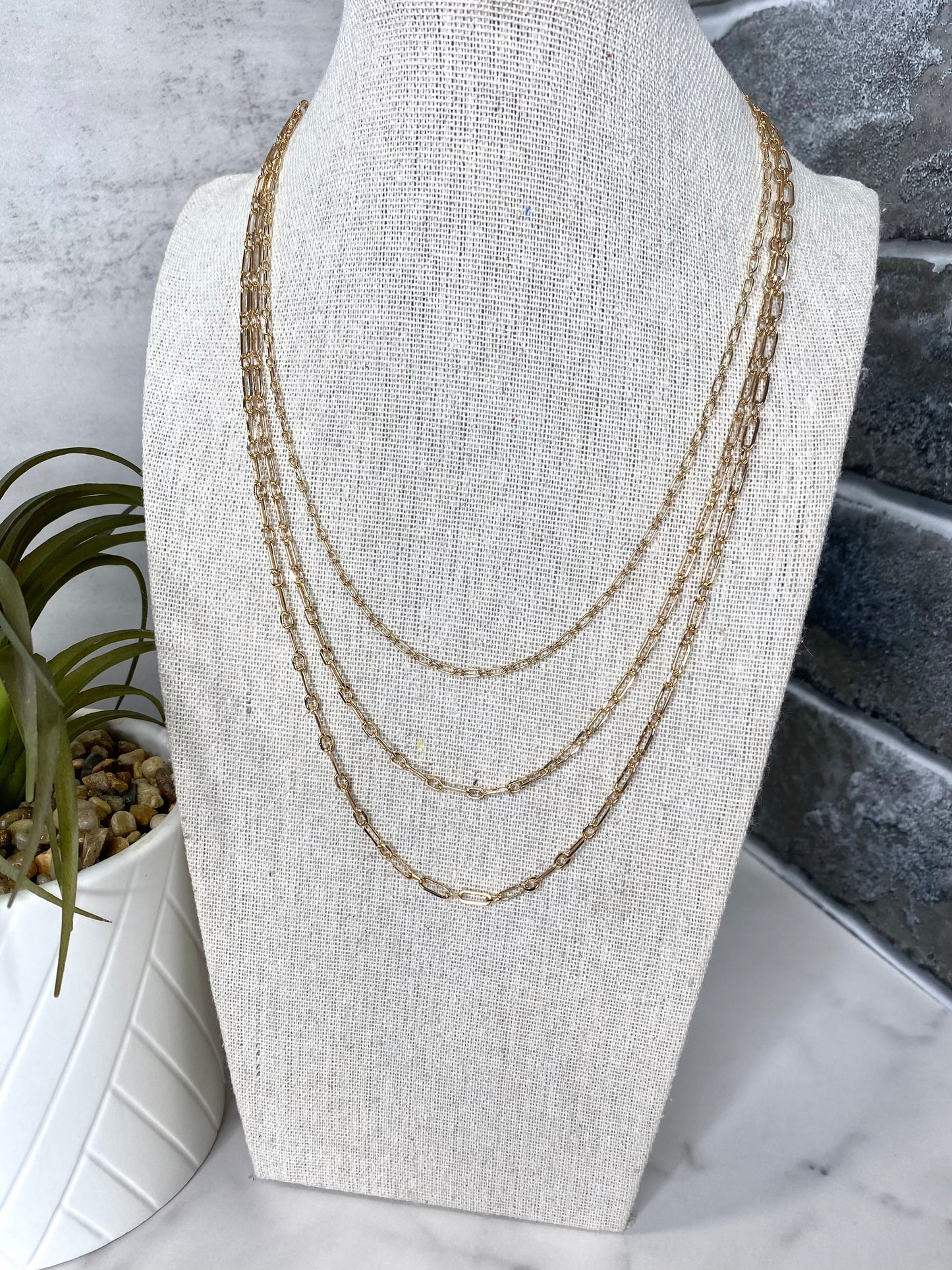 Set of 3 Layered Chain necklace - Gold