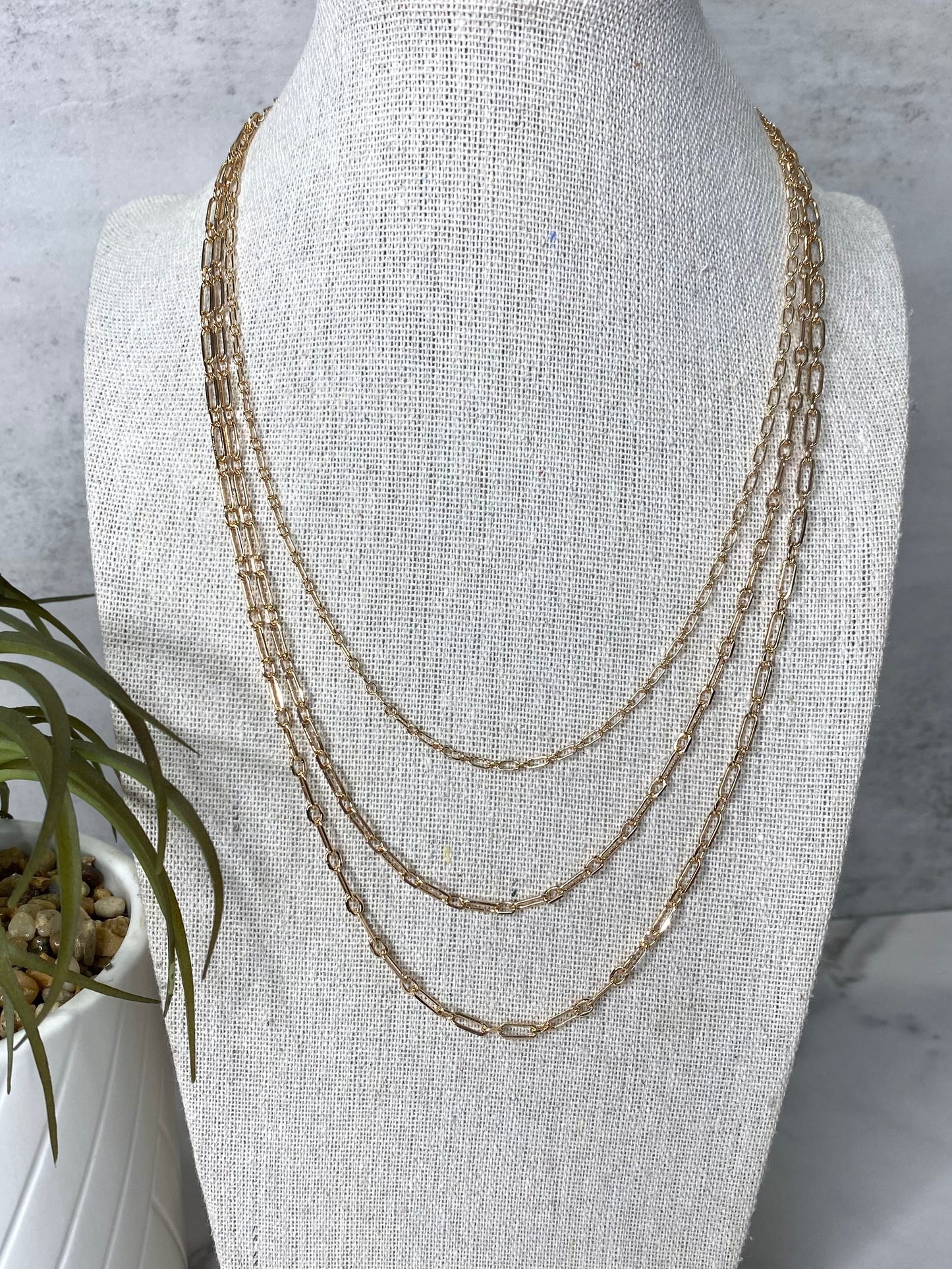 Set of 3 Layered Chain necklace - Gold