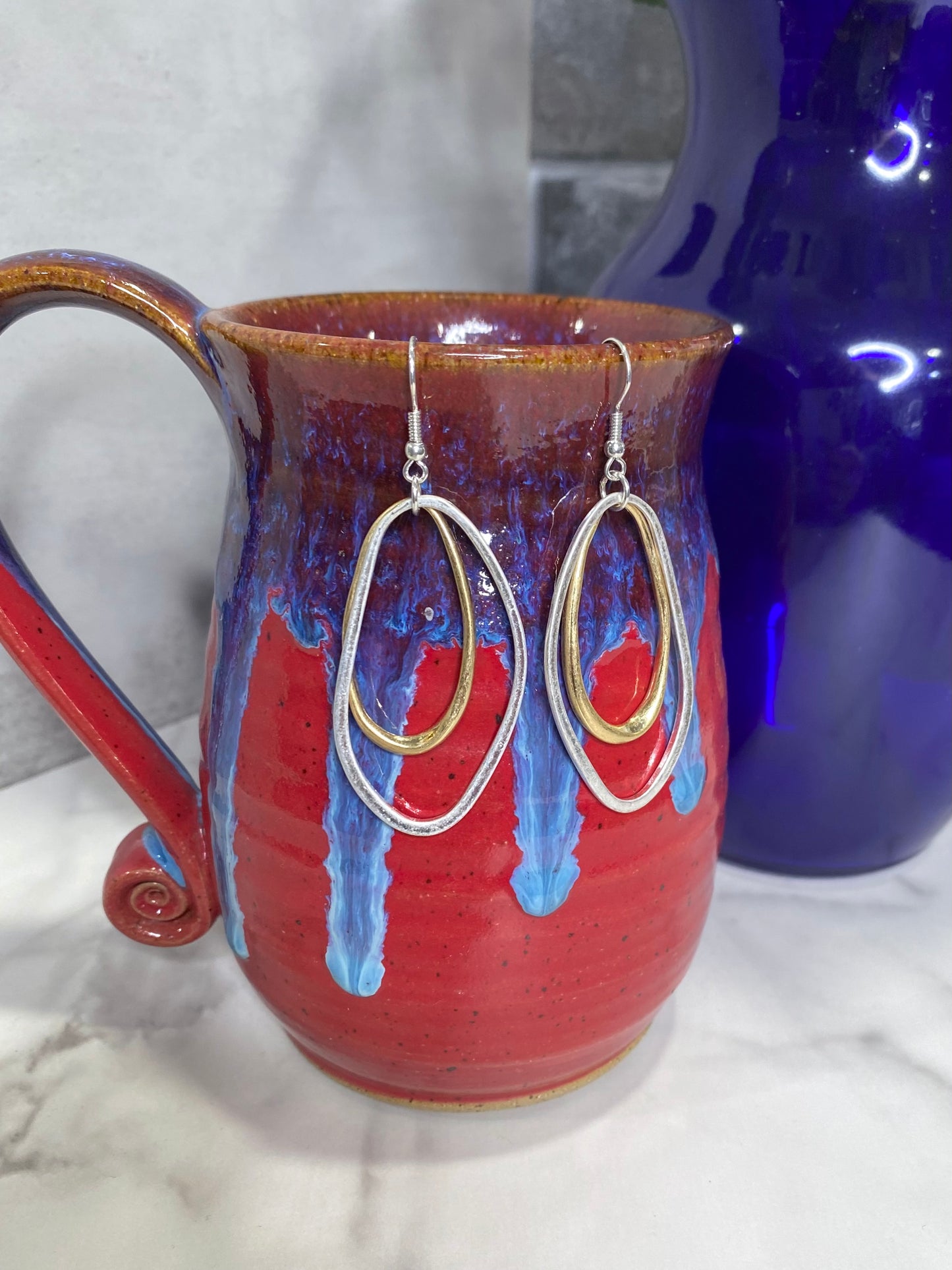 Mixed Metal Double Hoop Earrings