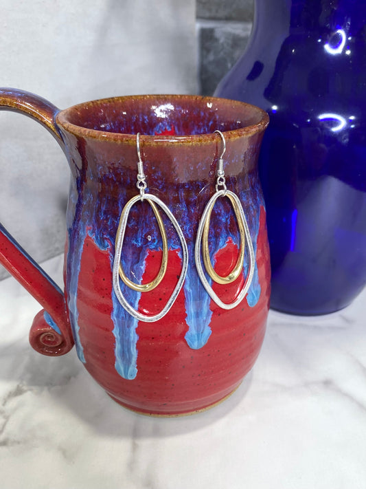 Mixed Metal Double Hoop Earrings