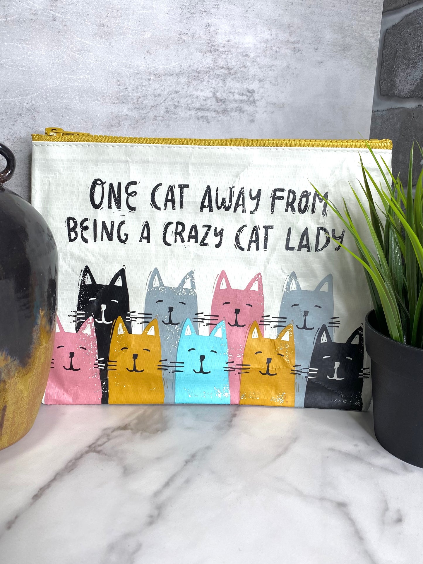 One Cat Away From Crazy Cat Lady Zipper Pouch