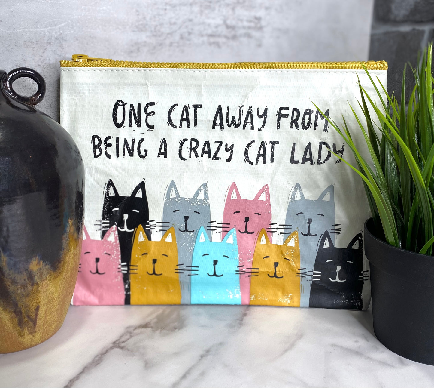 One Cat Away From Crazy Cat Lady Zipper Pouch