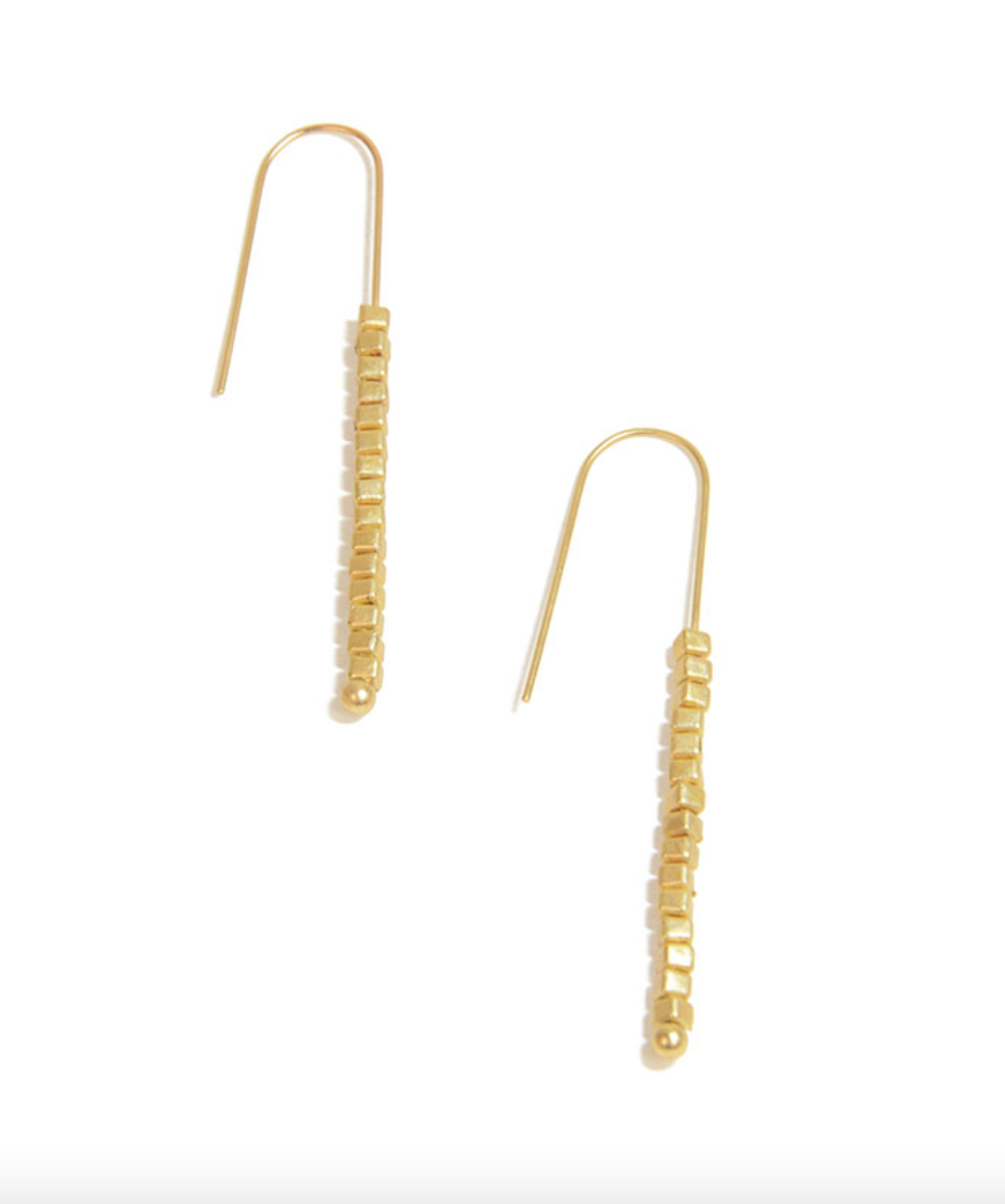 Threader Bead Earrings in Gold