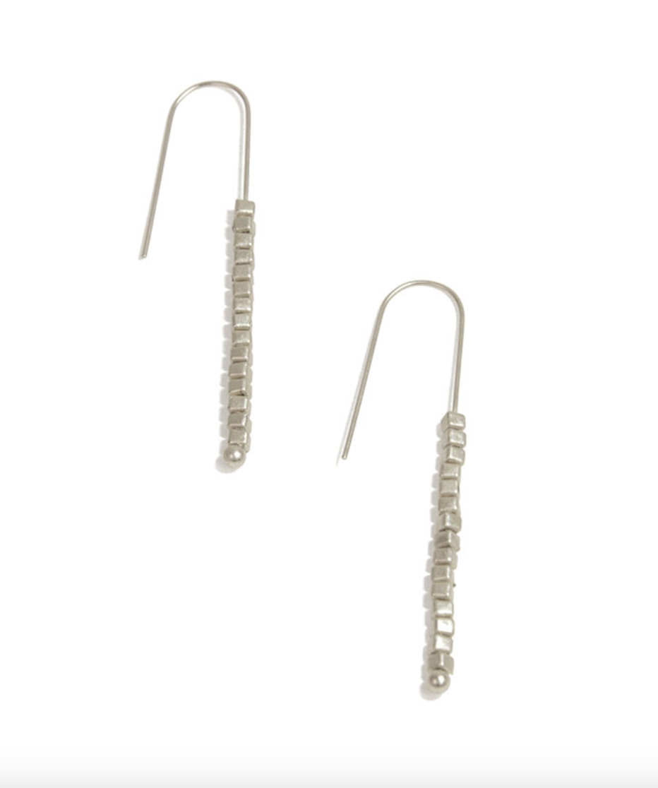 Threader Bead Earrings in Silver