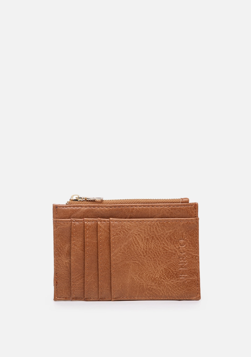 Sia Printed Card Holder Wallet - Brown