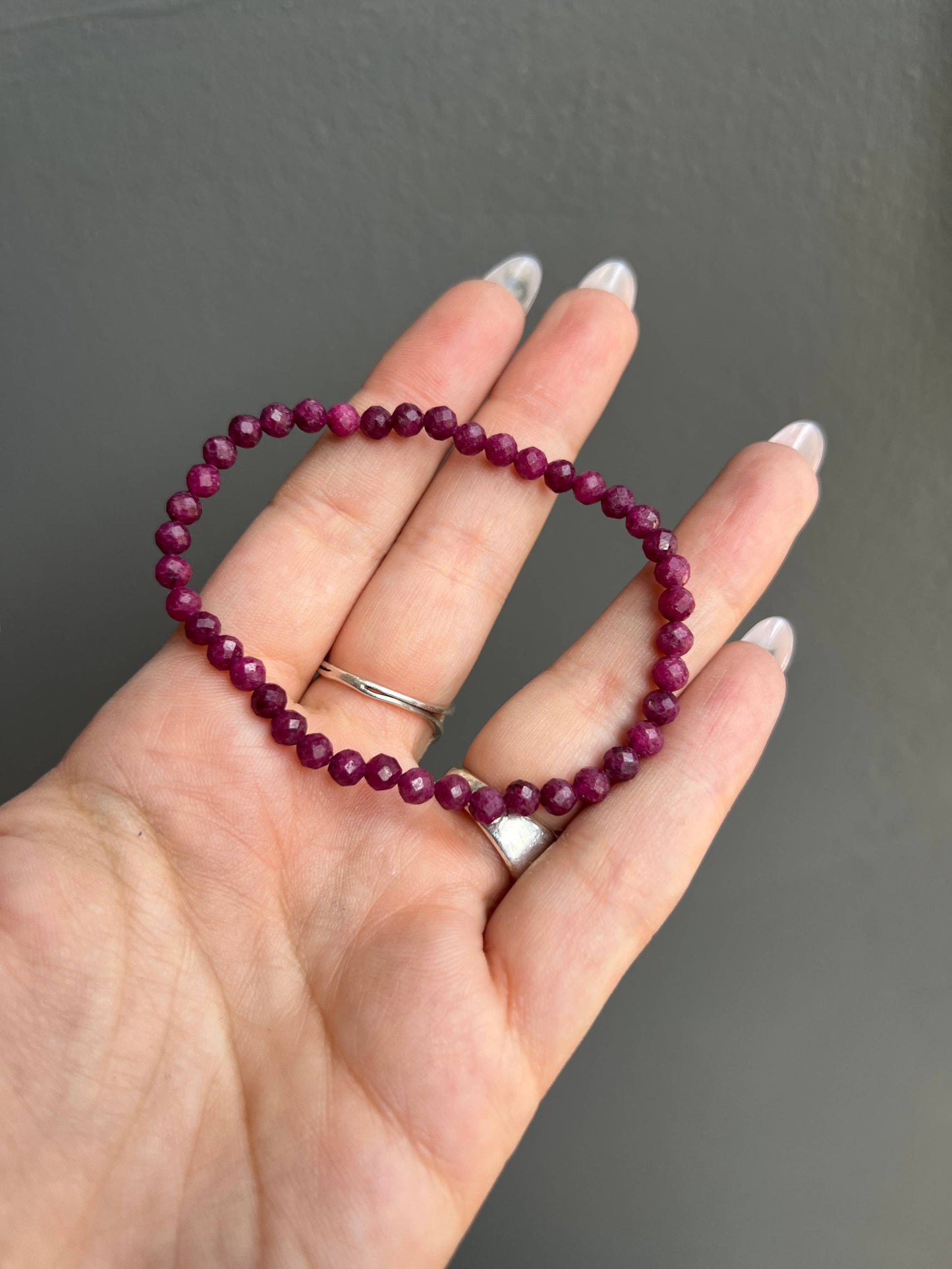 Ruby Faceted Beaded Crystal Bracelet