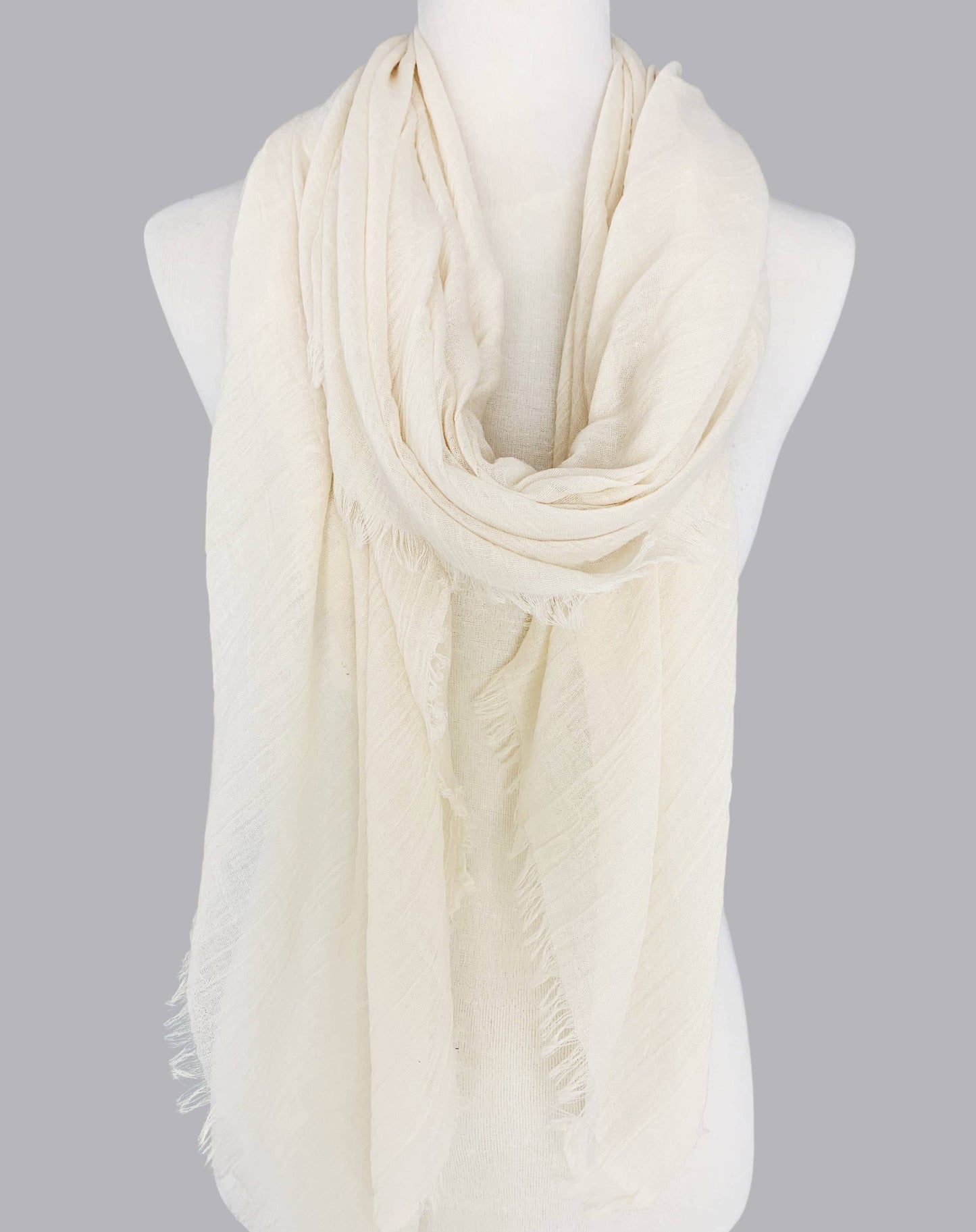 Frayed-Edge Scarf - Cream