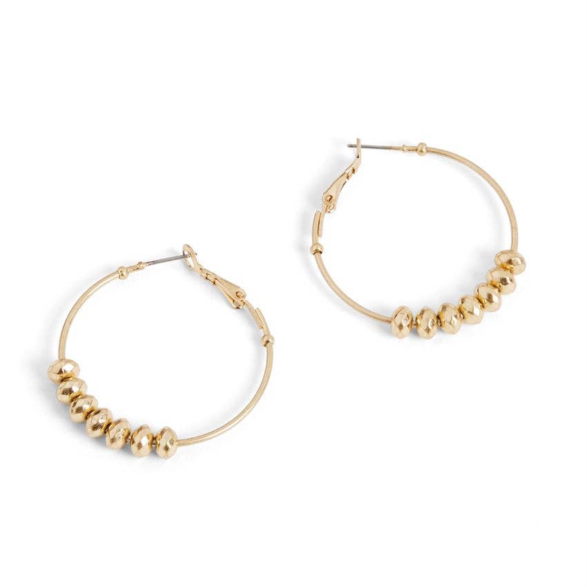 Hoop w/ Beads Earrings in Gold