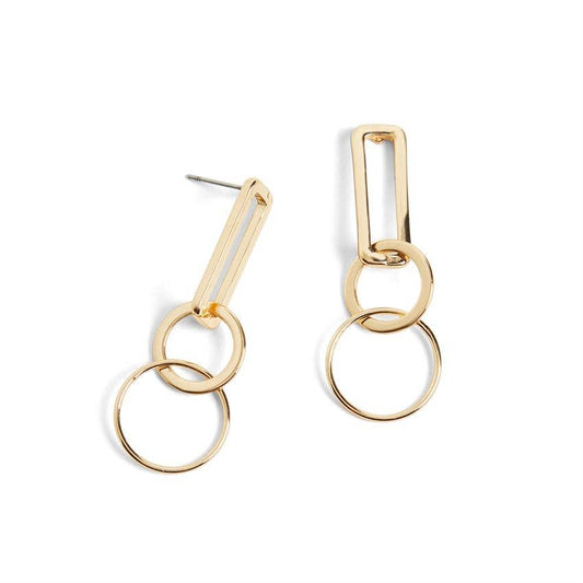 Linked Hoop Dangle Earrings - Gold