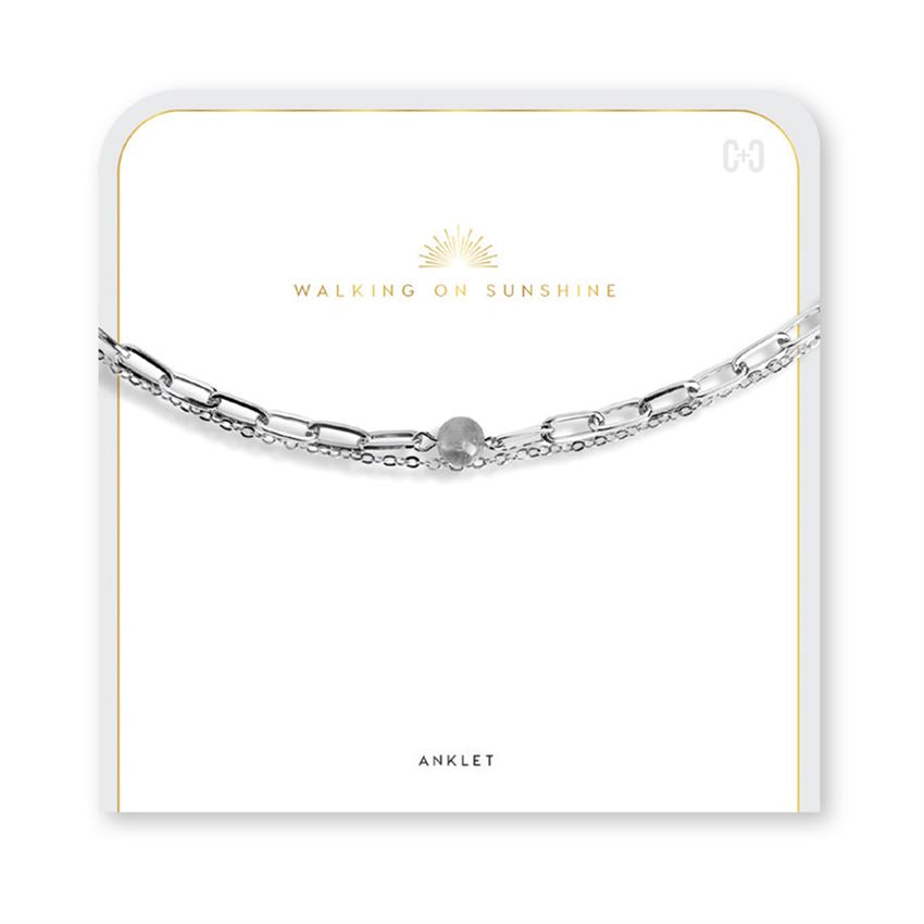 Double Chain Anklet in Silver