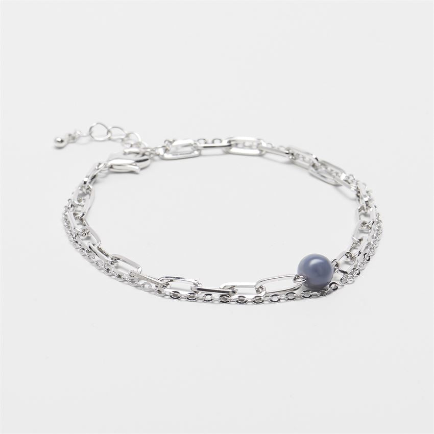 Double Chain Anklet in Silver