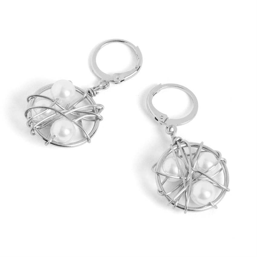 Dreamcatcher w/ Pearl Earrings - Silver