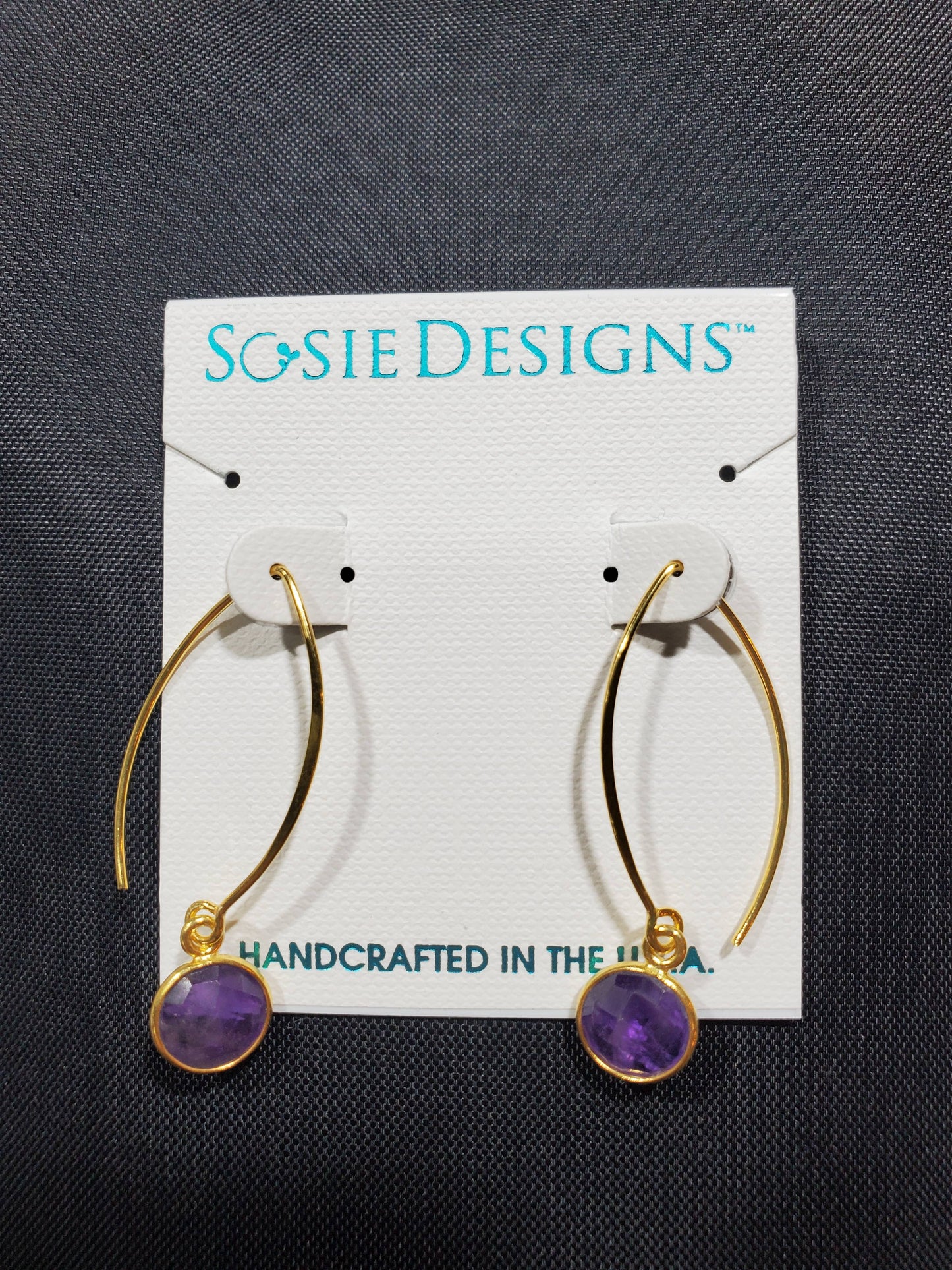 Marquis Amethyst Earrings in Gold