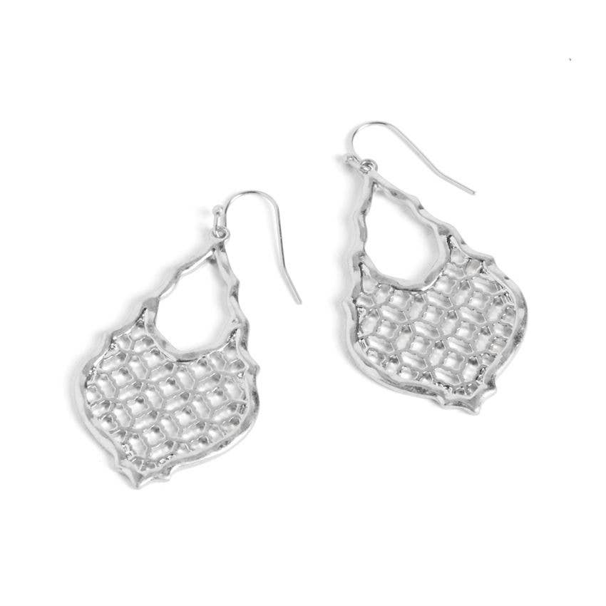 Silver Lattice Teardrop Earrings