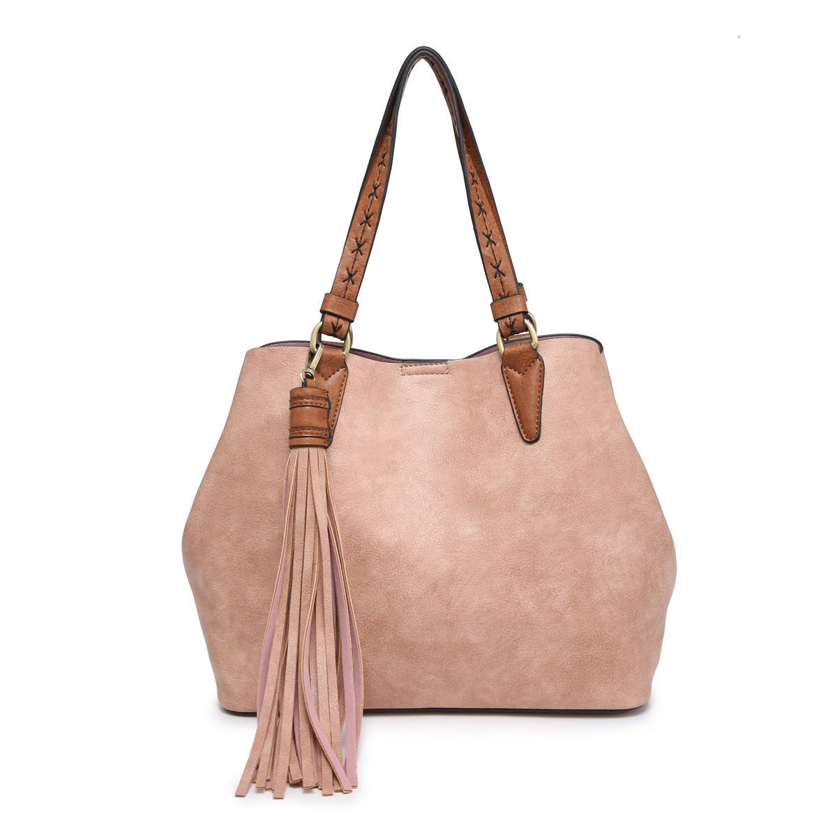 Aliza Large Tassel 2 in 1 Satchel in Antique Pink