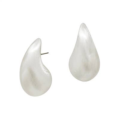 Matte Silver Teardrop Stud Earrings