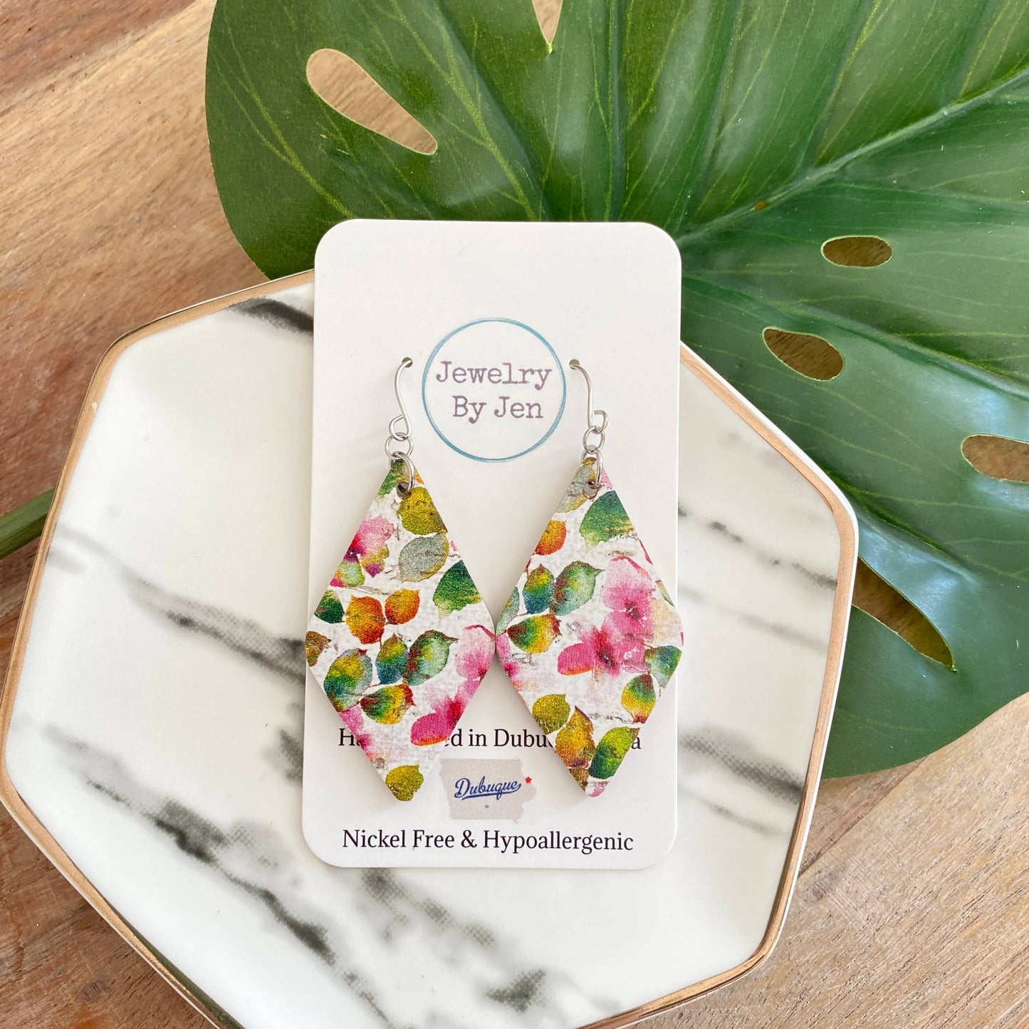 Spring Blossoms Cork Earrings