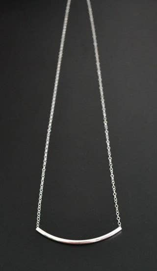 Curved Bar Necklace in Sterling Silver