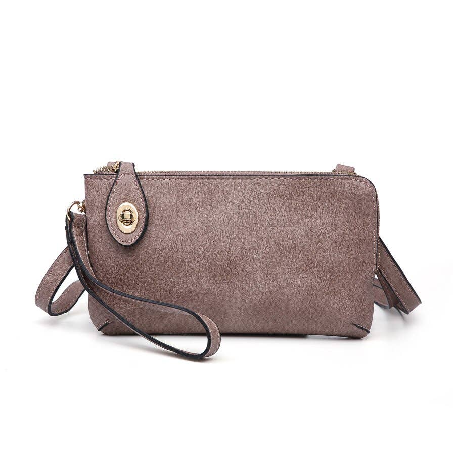 Kendall Twist Lock Crossbody/Wristlet in Rosewood