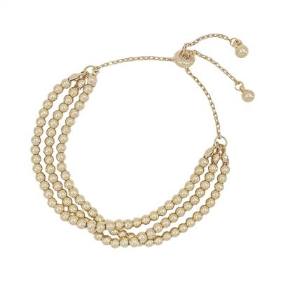 Gold Small Beaded 3 Strand Bracelet