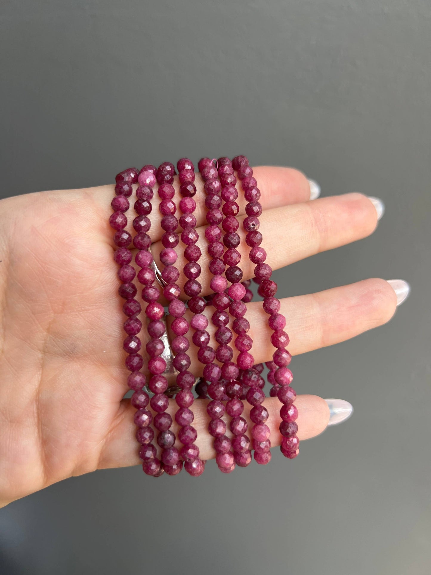 Ruby Faceted Beaded Crystal Bracelet