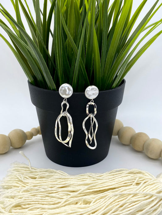 Pearl Waves Earrings in Silver