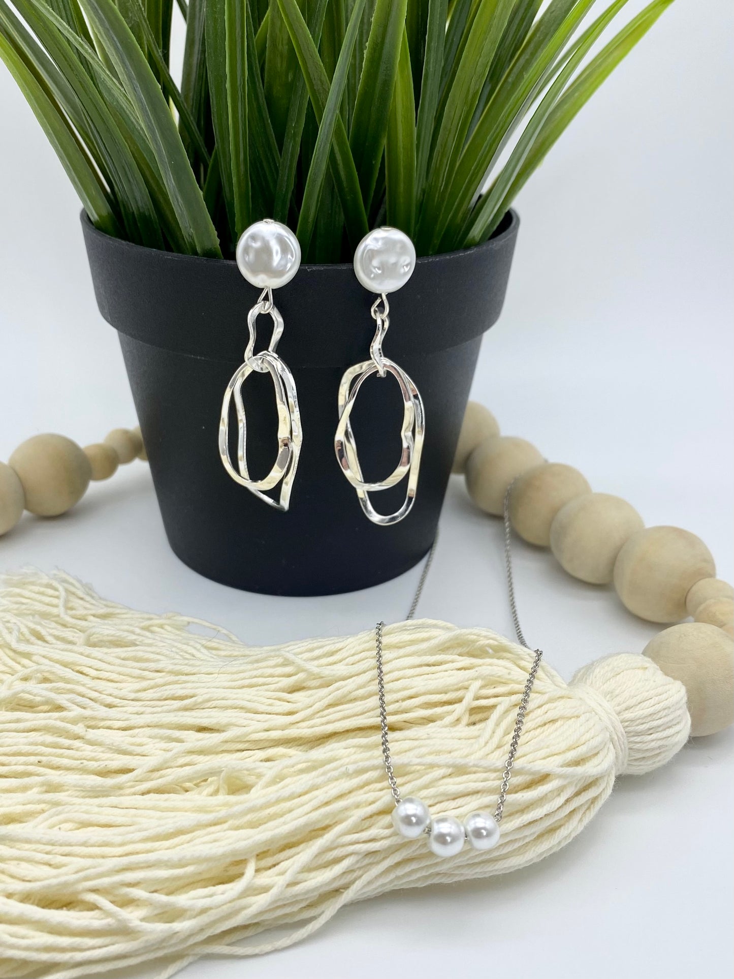 Pearl Waves Earrings in Silver