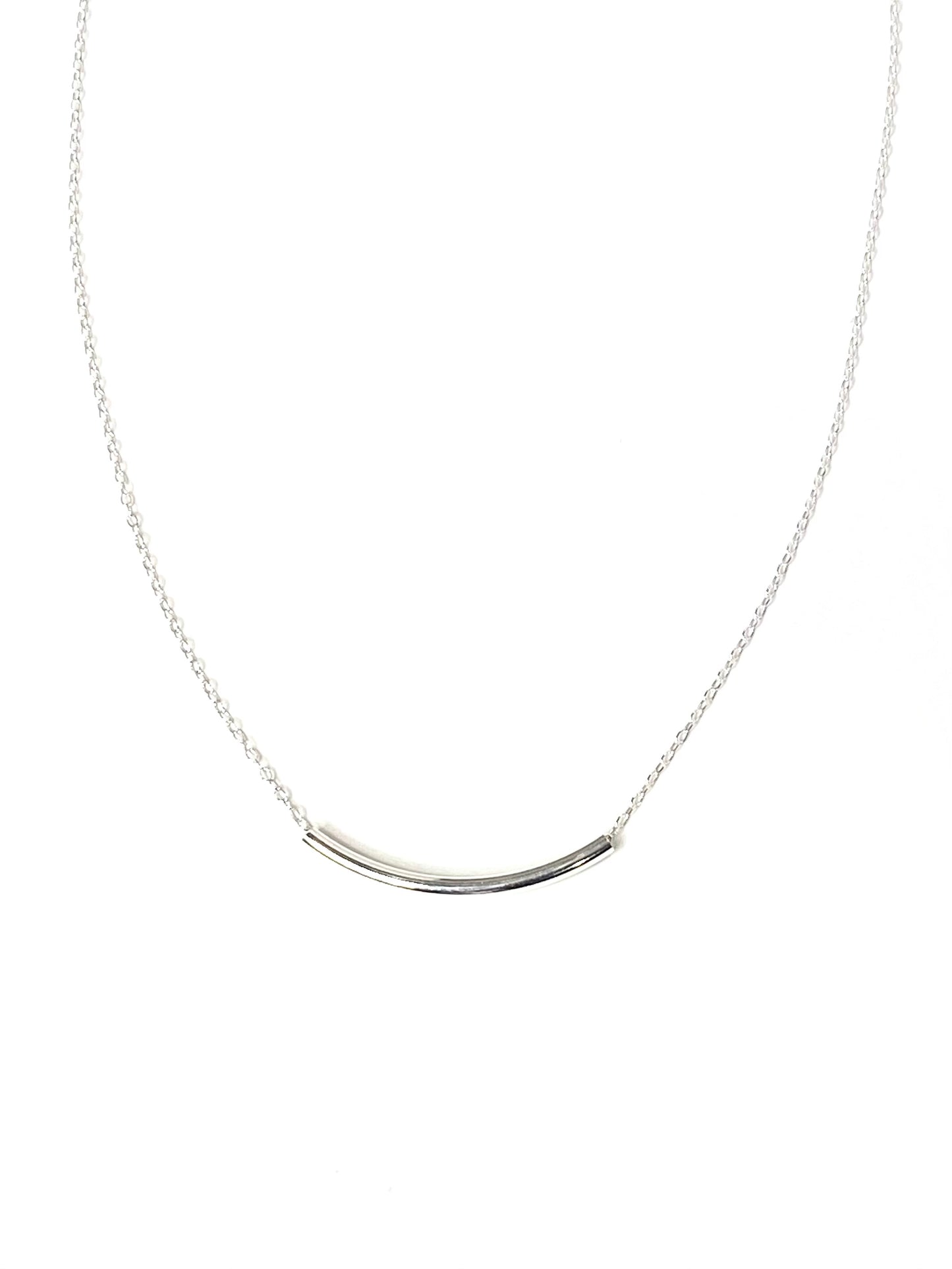 Curved Bar Necklace in Sterling Silver