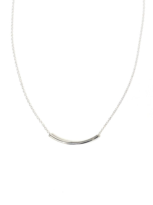 Curved Bar Necklace in Sterling Silver