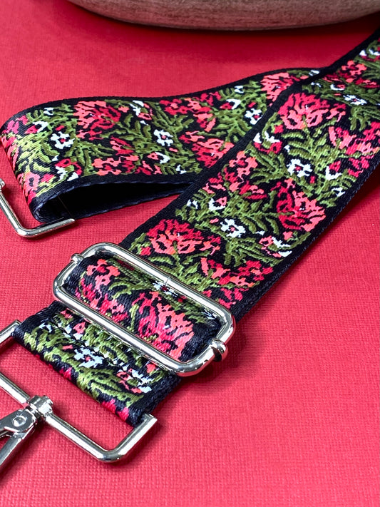 Guitar Strap in Pink Floral