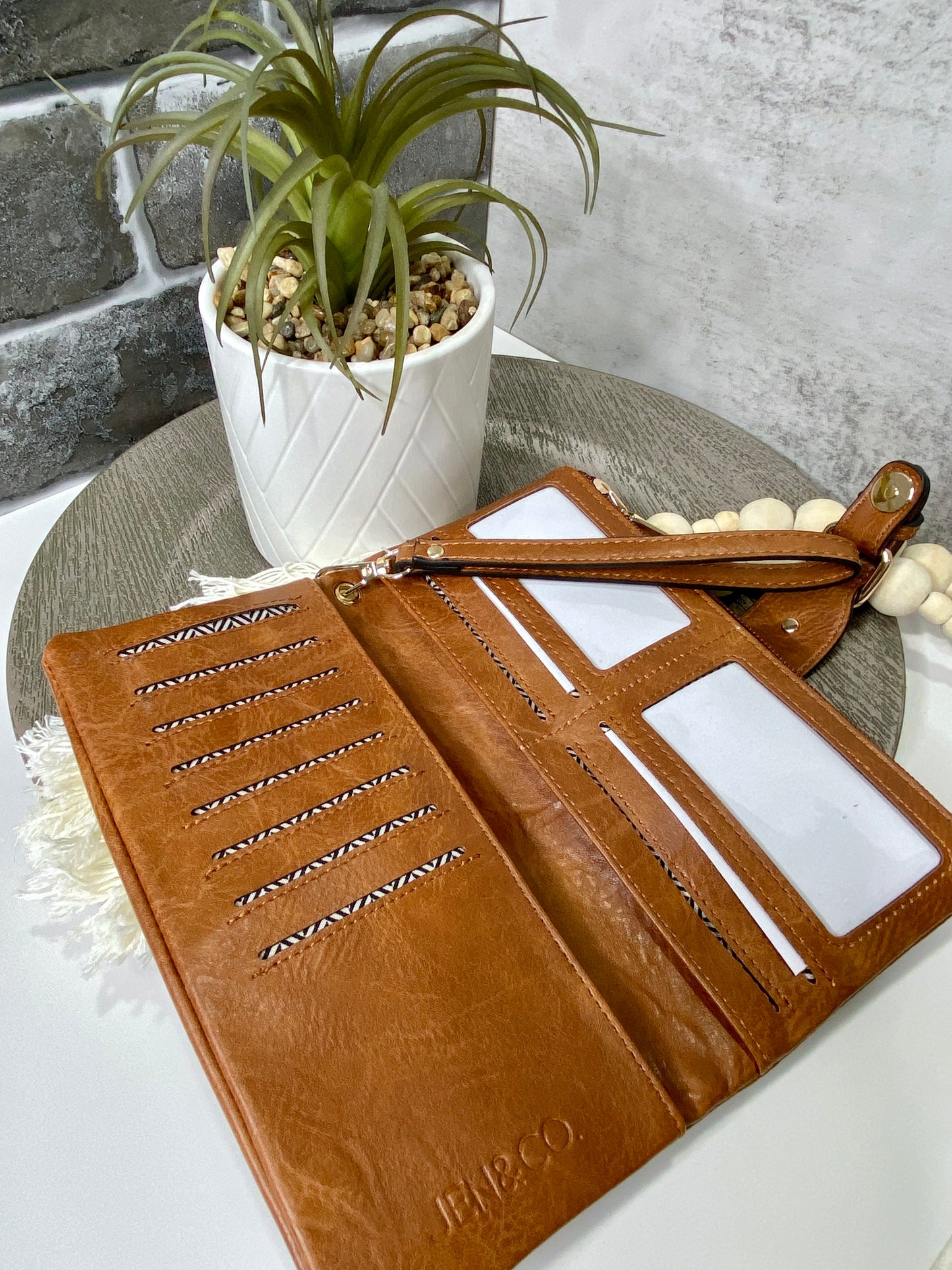 Cadence Buckle Wallet/Clutch w/ Zip Top in Camel