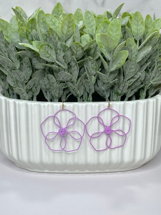 Wired Flower Earring - Lavender