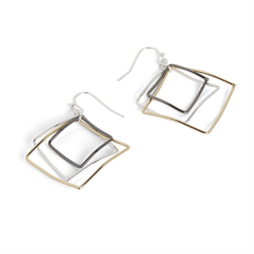 Triple Square Earrings