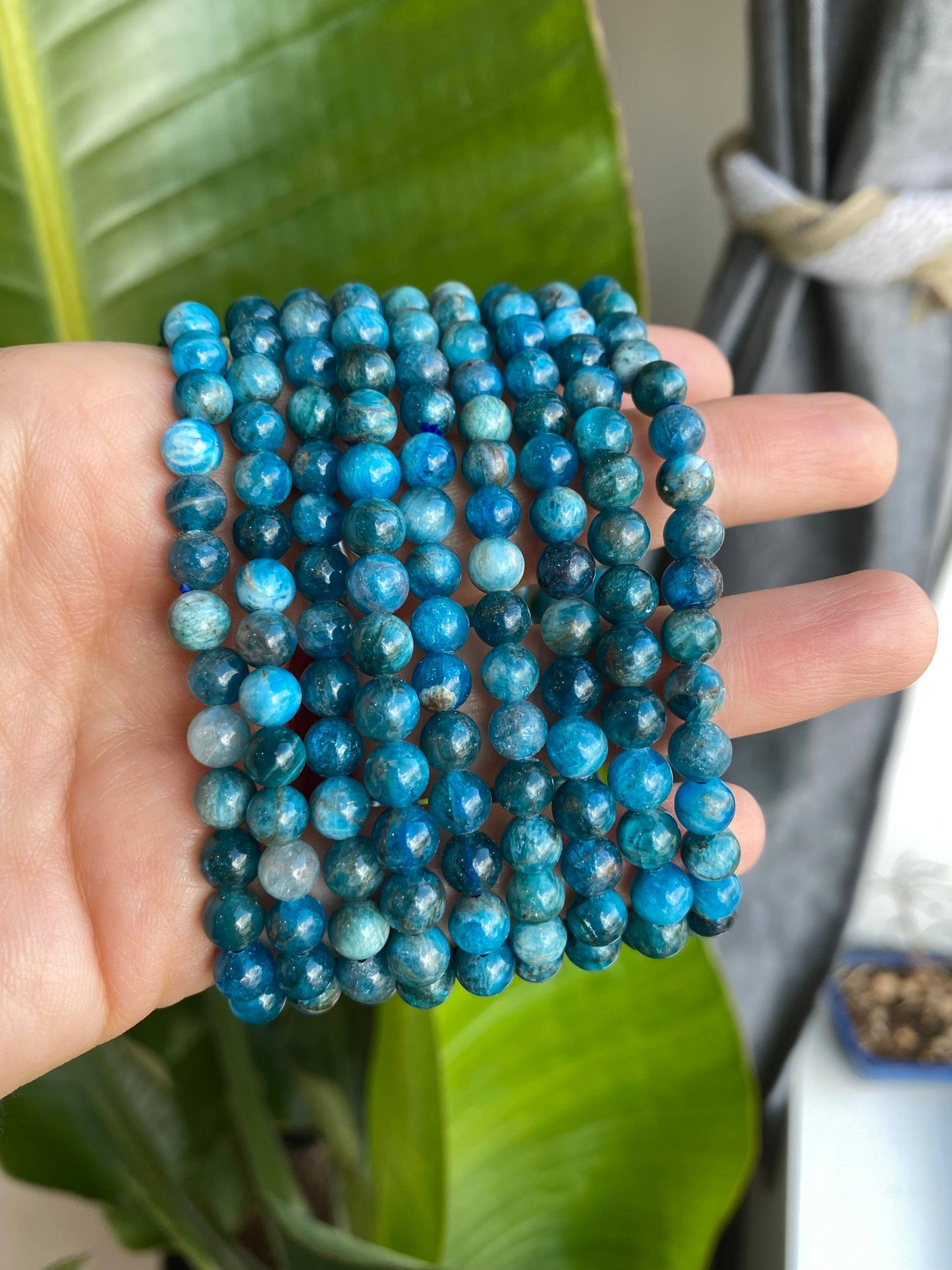 Blue Apatite Crystal Beaded Bracelet