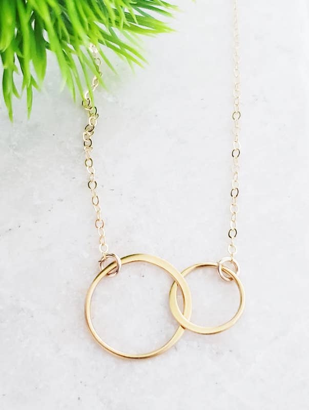 Two Intertwined Circle Necklace in Gold