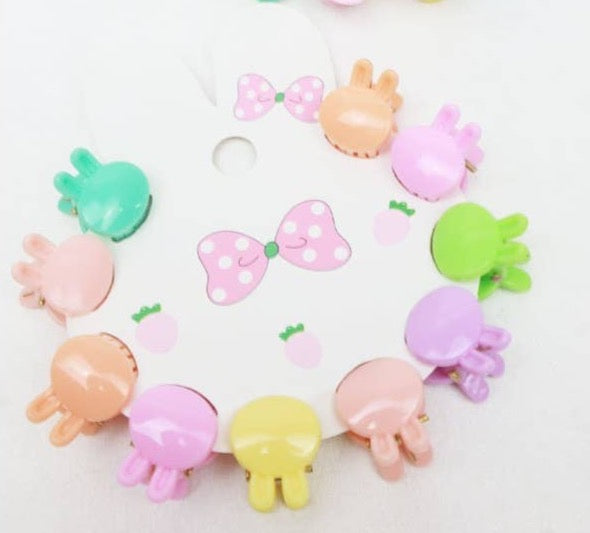 Mini Rabbit Hair Clips Set of 10