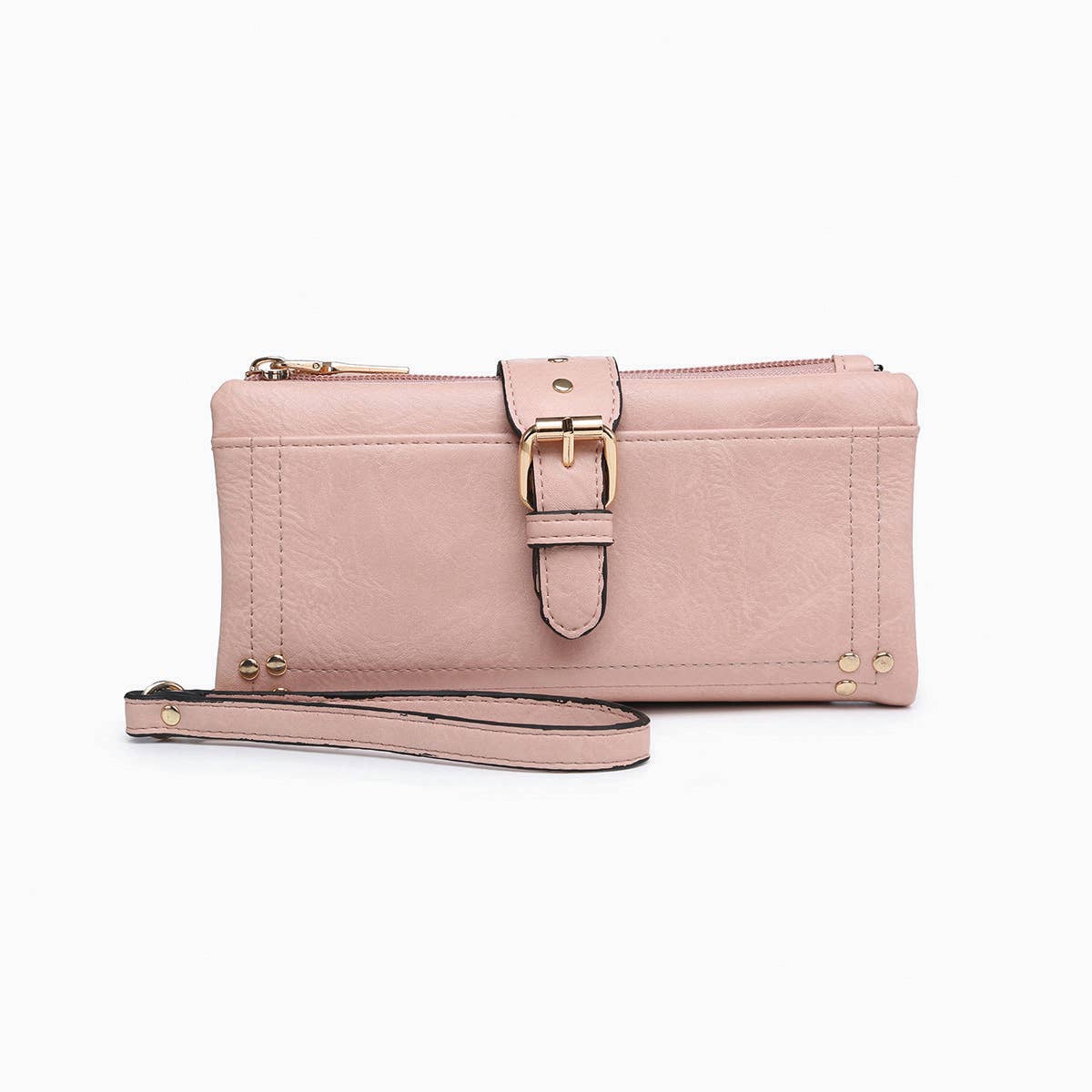 Cadence Buckle Wallet/Clutch w/ Zip Top in Pink