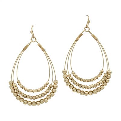 Gold Beaded Layered Teardrop Earring