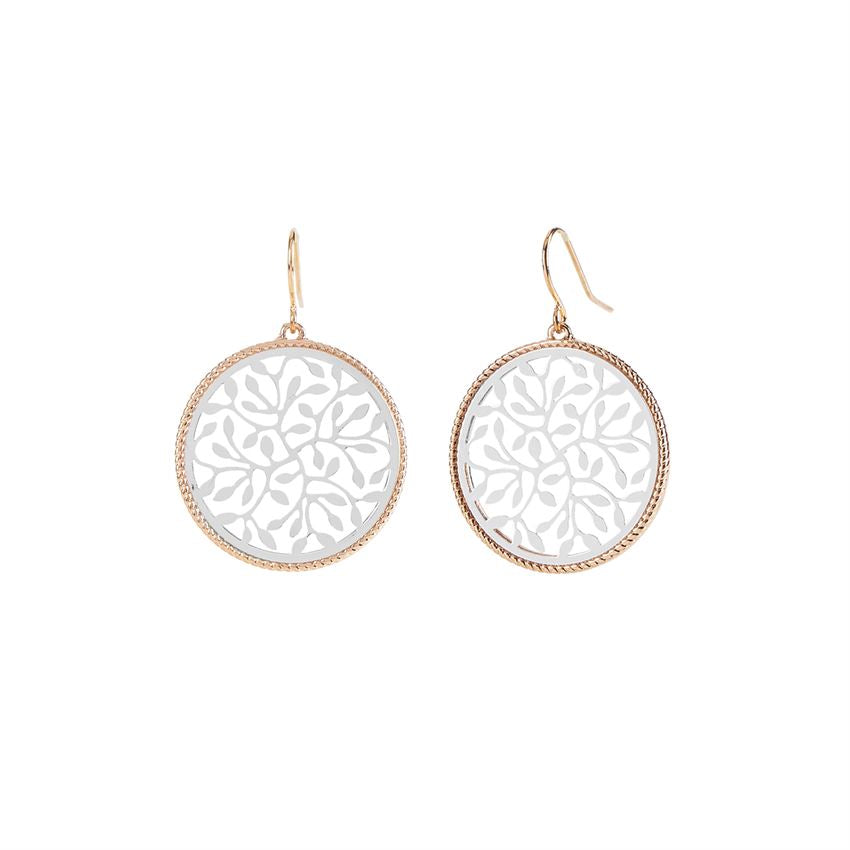 Two-tone Filigree Swirl Dangle Earrings